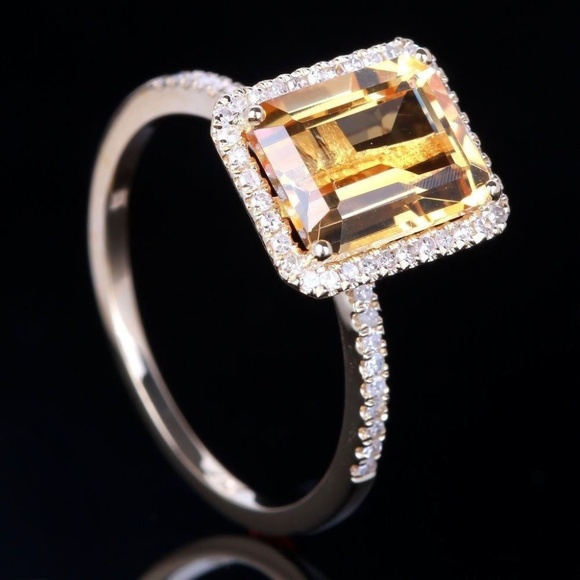 925 Silver Citrine Wedding Party Jewelry Ring - Picture 3 of 3
